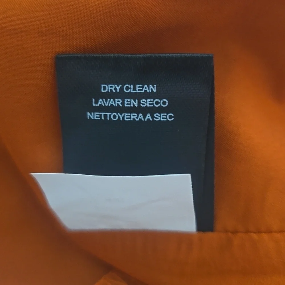 NWT Tahari ASL Burnt Orange Pleated Trim Tie Neck Dress Size 14 - Picture 10 of 15